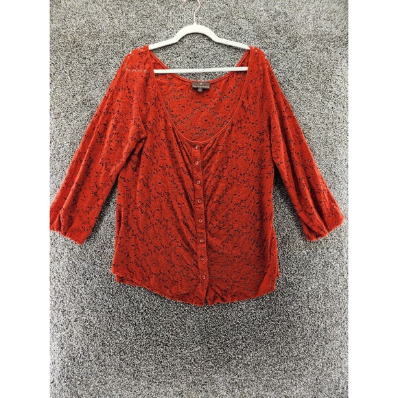 Fenn Wright Manson 1x Plus Womens Burnt Orange Button Up  Blouse 9.6650 - Picture 1 of 5
